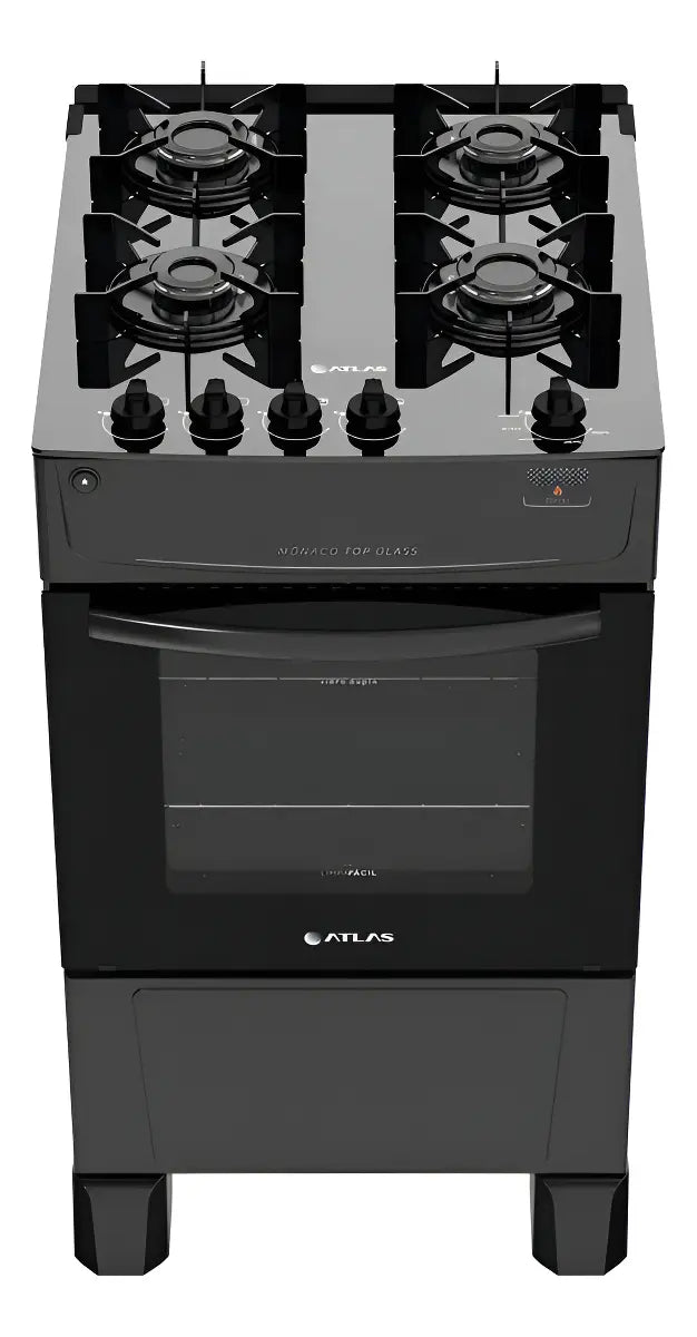 Fogão 4 Bocas Atlas Mônaco Top Glass com Mesa de Vidro e Acendimento Automático Preto Bivolt - Image 3