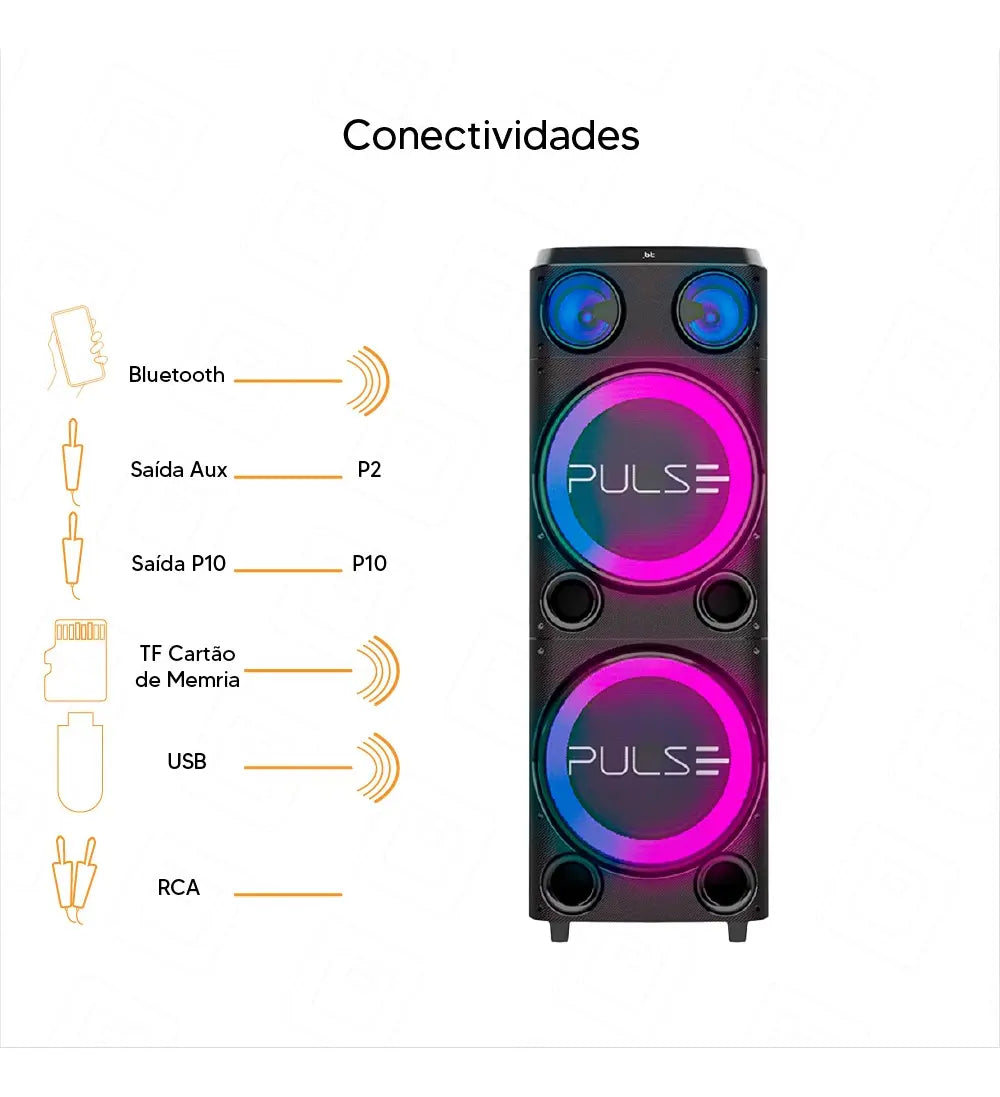 Caixa De Som Torre Pulse Double Sp508 2300w 12 Led - Bivolt - Image 3