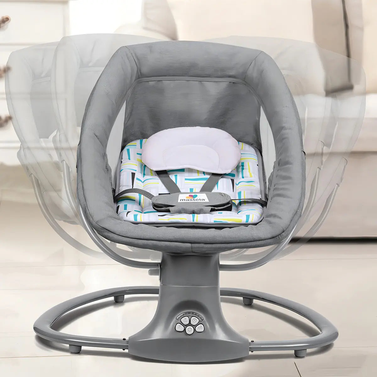 Cadeira De Balanço Para Bebê Automática Techno 8104 Mastela Com Bluetooth Cinza - Image 2