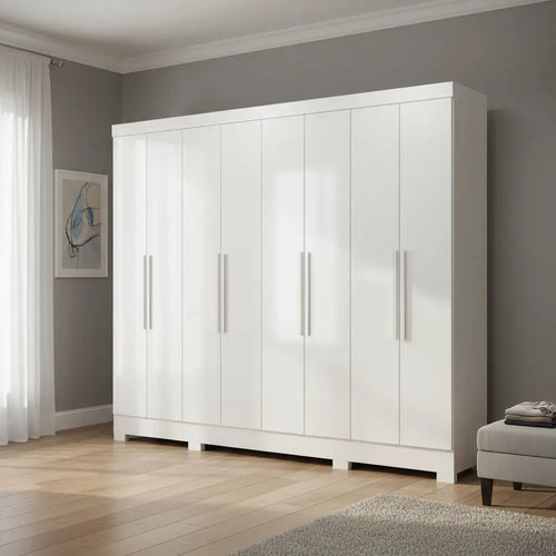 Imagem 1 de 3 de Guarda Roupas Casal 8 Portas 4 Gavetas Diplomata Branco