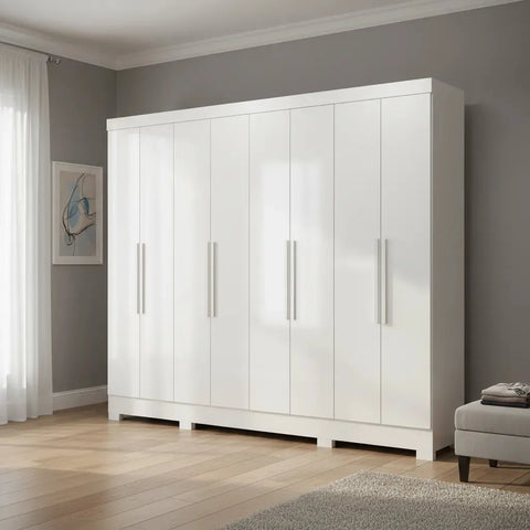Guarda Roupas Casal 8 Portas 4 Gavetas Diplomata Branco - Image 1