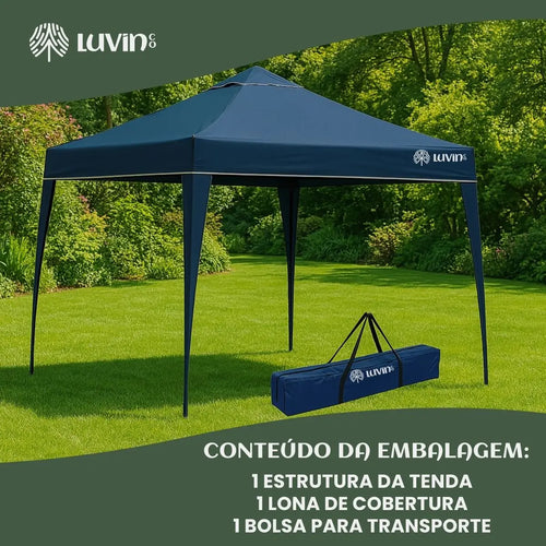 Imagem 2 de 3 de Tenda Gazebo Sanfonada Articulada Luvinco 3x3m Azul Impermeável Resistente Proteção Ao Ar Livre Camping Praia Eventos Montagem Prática Estrutura Resistente Durável