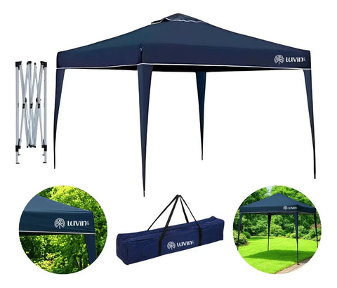 Tenda Gazebo Sanfonada Articulada Luvinco 3x3m Azul Impermeável Resistente Proteção Ao Ar Livre Camping Praia Eventos Montagem Prática Estrutura Resistente Durável - Image 1
