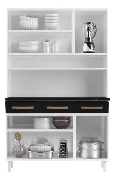 Armário De Cozinha Em Aço Triplo 6 Portas 3 Gavetas Mirage Branco/preto - Image 3