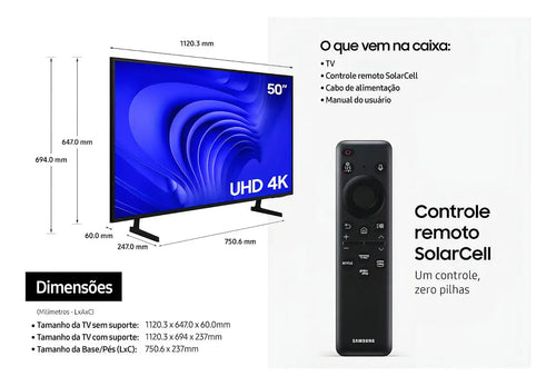 Imagem 3 de 3 de Smart Tv 50'' Samsung Lh50bedhvggxzd Led Crystal Uhd 4k Hdr