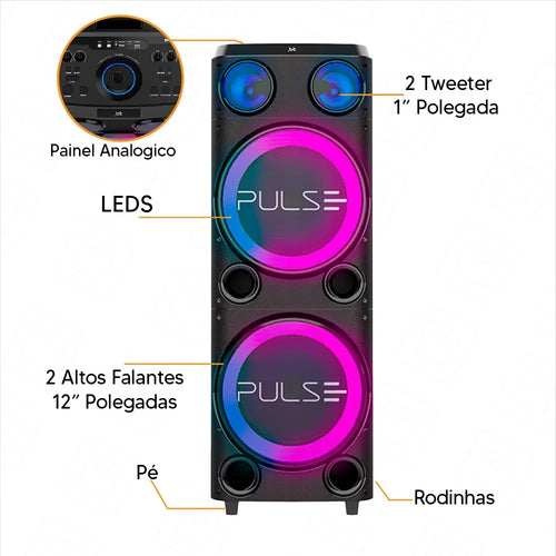Imagem 2 de 3 de Caixa De Som Torre Pulse Double Sp508 2300w 12 Led - Bivolt