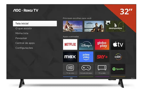 Imagem 2 de 3 de Smart Tv Aoc Dled 32 Wi-fi Roku Tv Quad Core 32s5155/78g