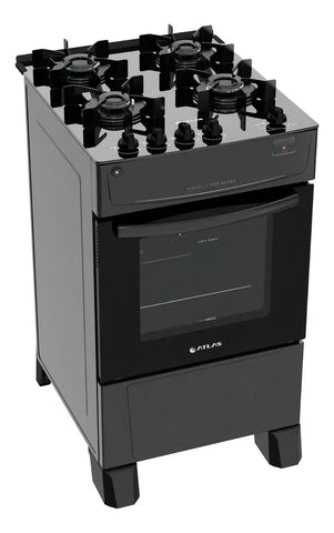 Fogão 4 Bocas Atlas Mônaco Top Glass com Mesa de Vidro e Acendimento Automático Preto Bivolt - Image 1