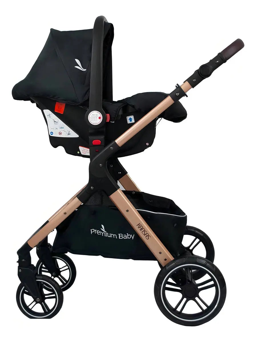 Carrinho Kansas Gold Premium Baby C/ Bebê Conforto E Base Cor Preto - Image 2